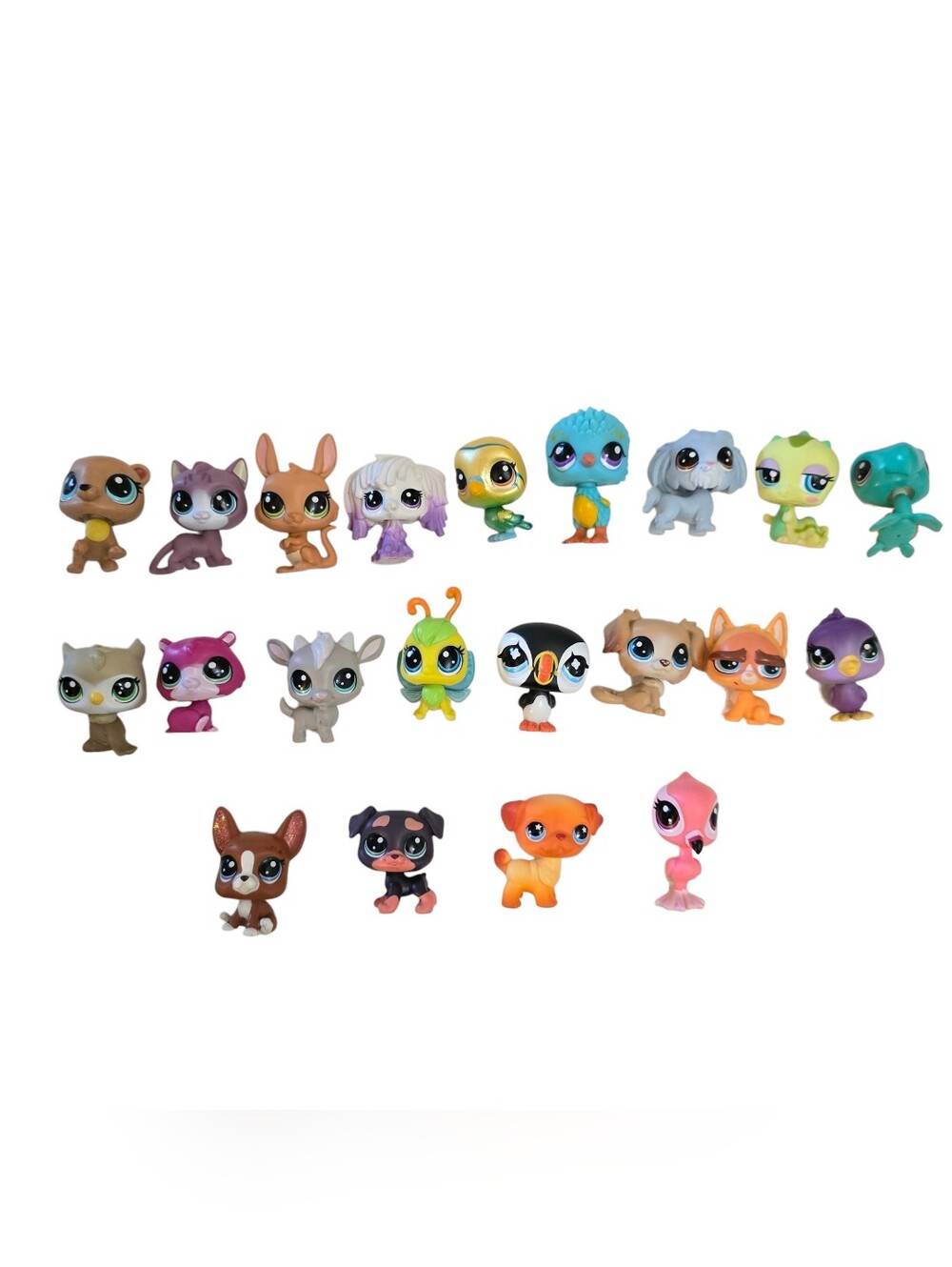 Littlest Pet Shop LPS Mixed Lot Of 21 Figures Hungry Pets Cats Dogs Birds Bear